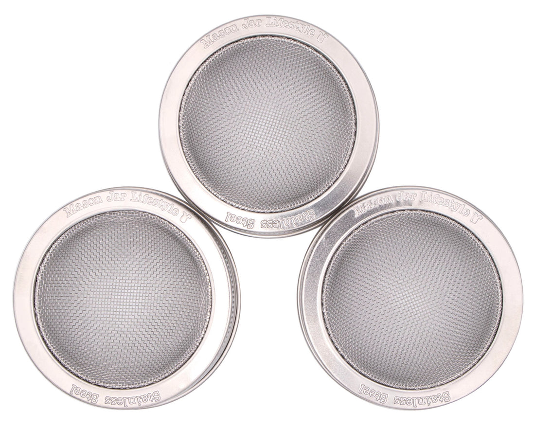 Premium Curved Stainless Steel Sprouting & Sifting Lids for Mason Jars (Regular or Wide Mouth)