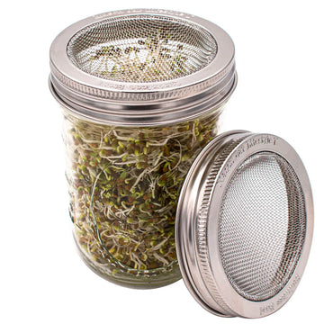 Premium Curved Stainless Steel Sprouting & Sifting Lids for Mason Jars (Regular or Wide Mouth)