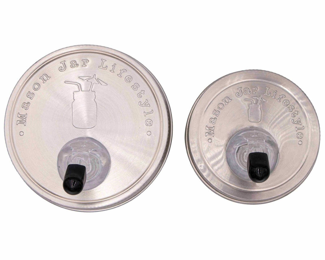 Liquor/Infusion Pour Spout Stainless Steel Lid for Mason Jars (Regular or Wide Mouth)