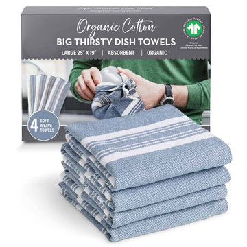Country Trading Co. - Dish Towels that Actually Dry | Super Absorbent | Oversize Organic Cotton Kitchen Towels
