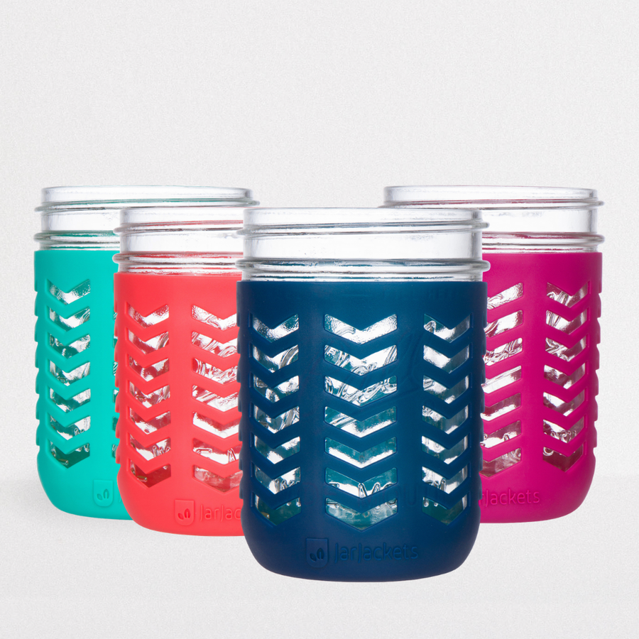16 Oz Wide Mouth Jar Silicone Protector Sleeve - 4 Pack Multicolor