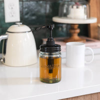 Blue Glass Mason Jar Syrup Dispenser – Two-Pack (16 Ounces)