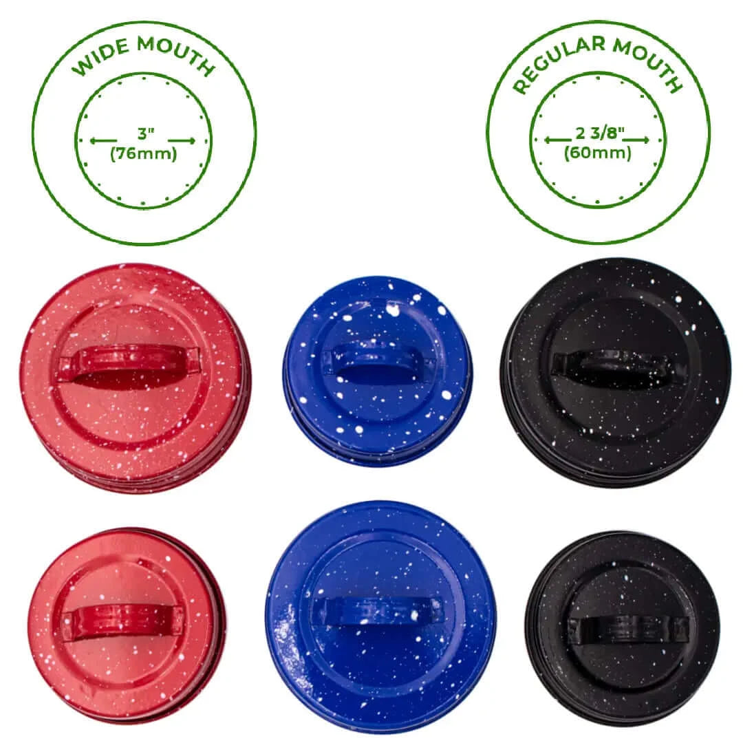 Speckled Enameled Handle/Canister Lids for Mason Jars (Select Size - Set of 4)