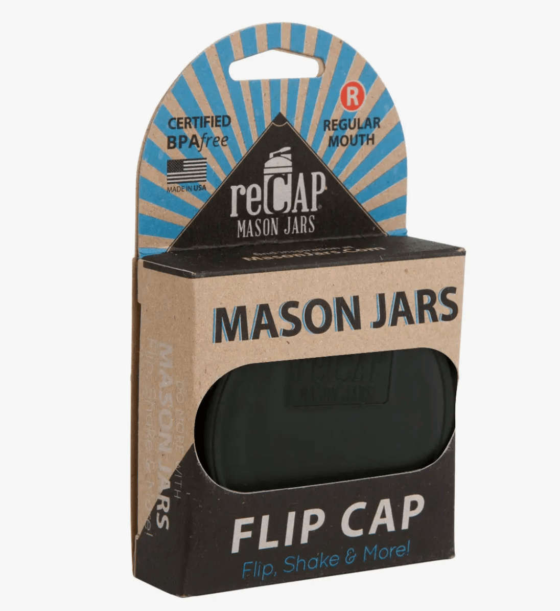 reCAP® Reusable Flip Cap Lid for Mason Jar Food Storage