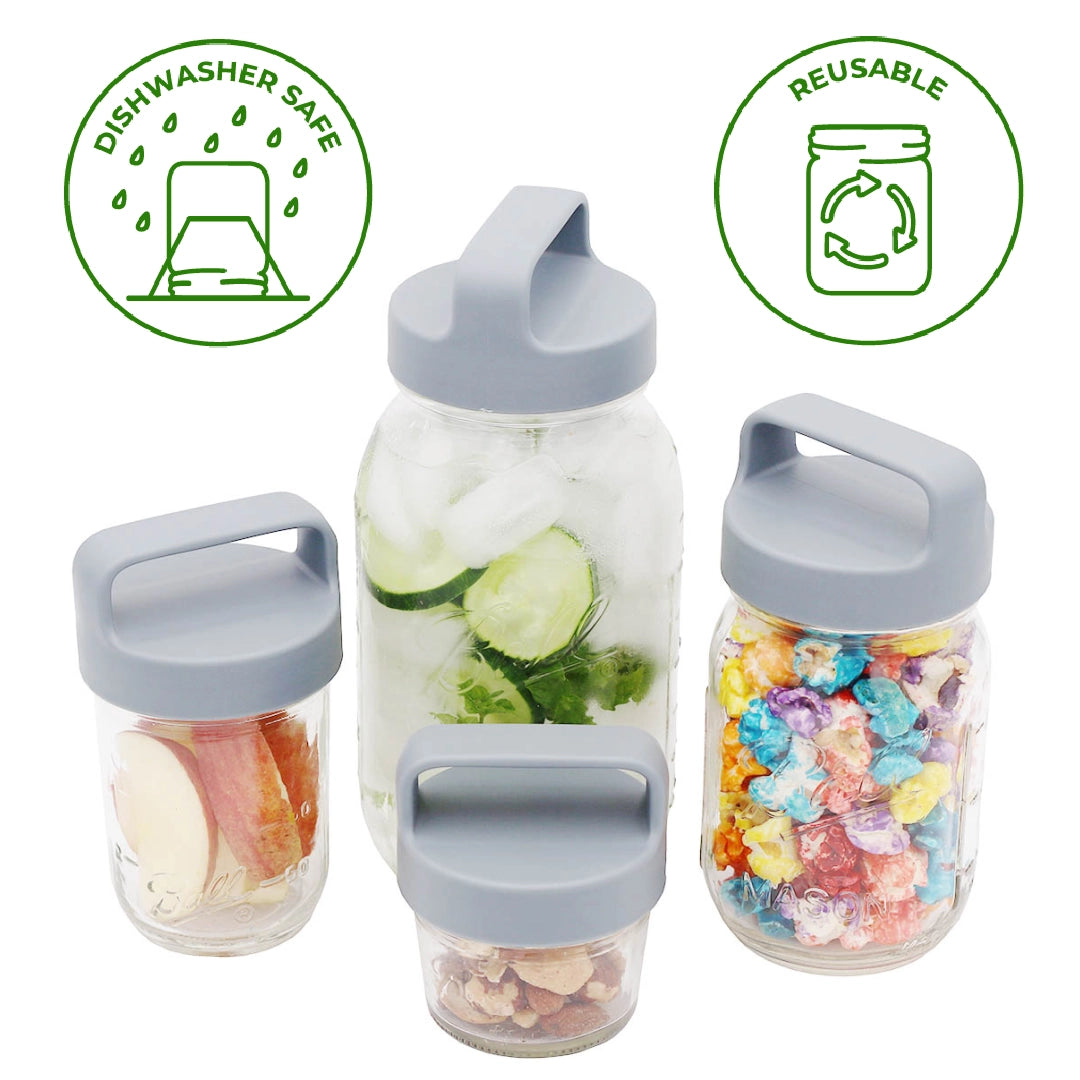 Storage Lids with Handle Set of 4 (For Regular Mouth Jars)