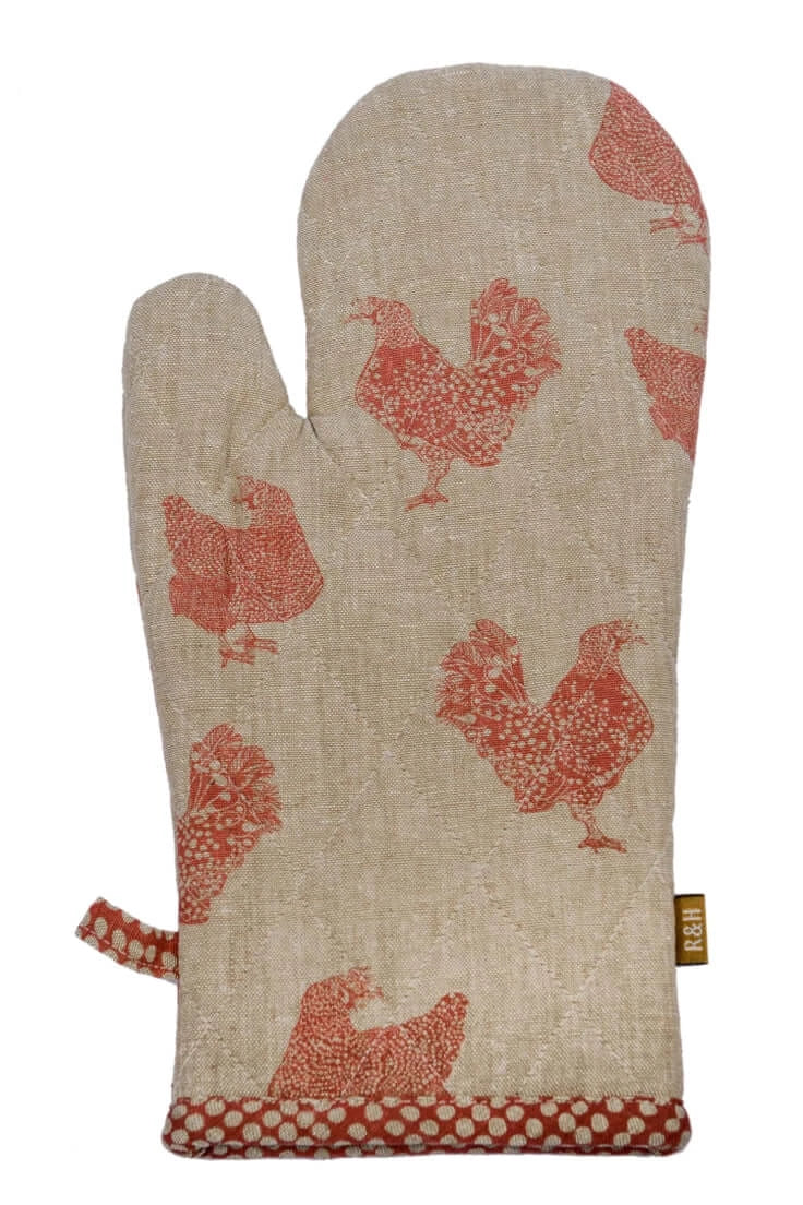 Henrietta Chicken Print Recycled Cotton Oven Mitt