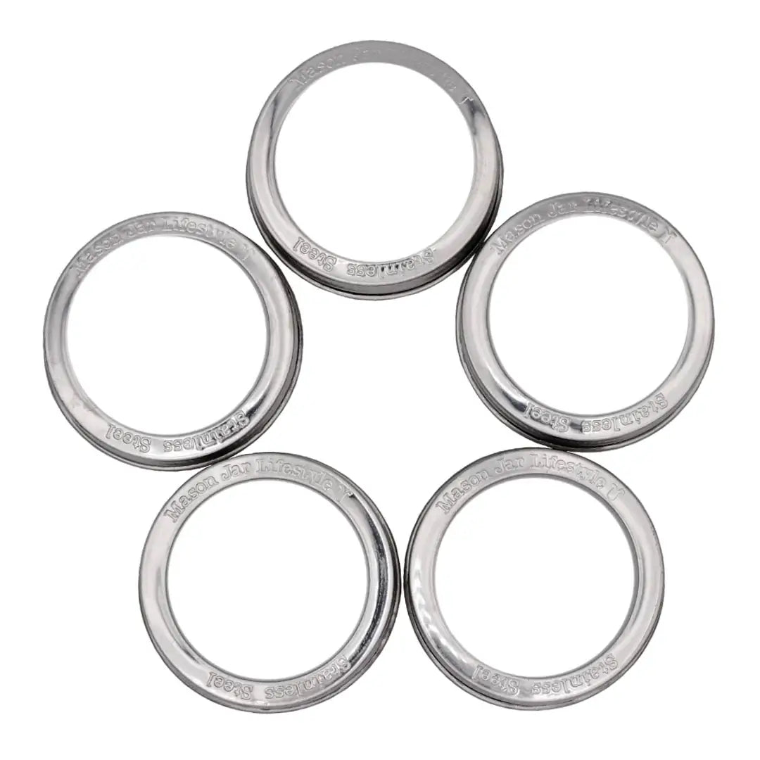 Rust Proof Stainless Steel Bands/Rings for Mason Jars 5 Pack