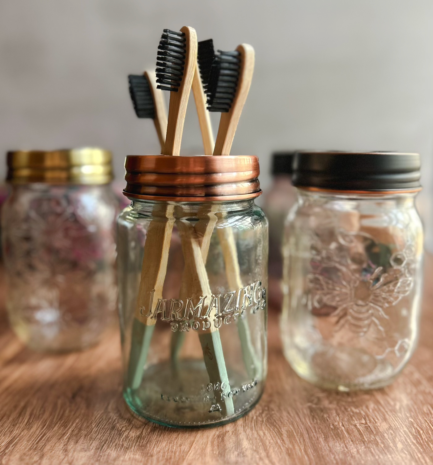 Decorative Stainless Steel Mason Jar Toothbrush Holder Lid