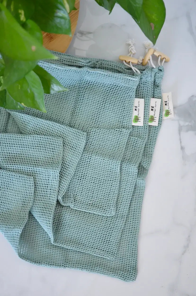 Reusable Cotton Mesh Produce Bags - Multipurpose Storage