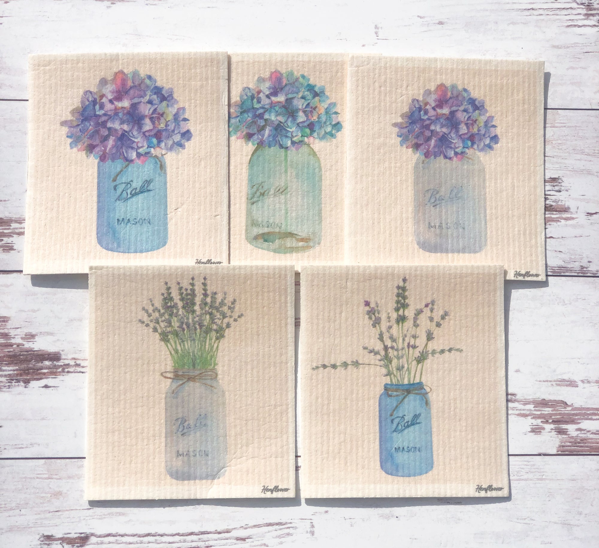 Farm Fresh Reusable Cleaning Cloths - Mason Jar Design (Set of 5)