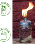 Tiki Torch Oil Lamp Lid in Galvanized Metal for Regular Mouth Mason Jars (Jar Not Included)