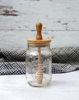 Wooden Honey Dipper Lid Kit for Regular Mouth Mason Jars