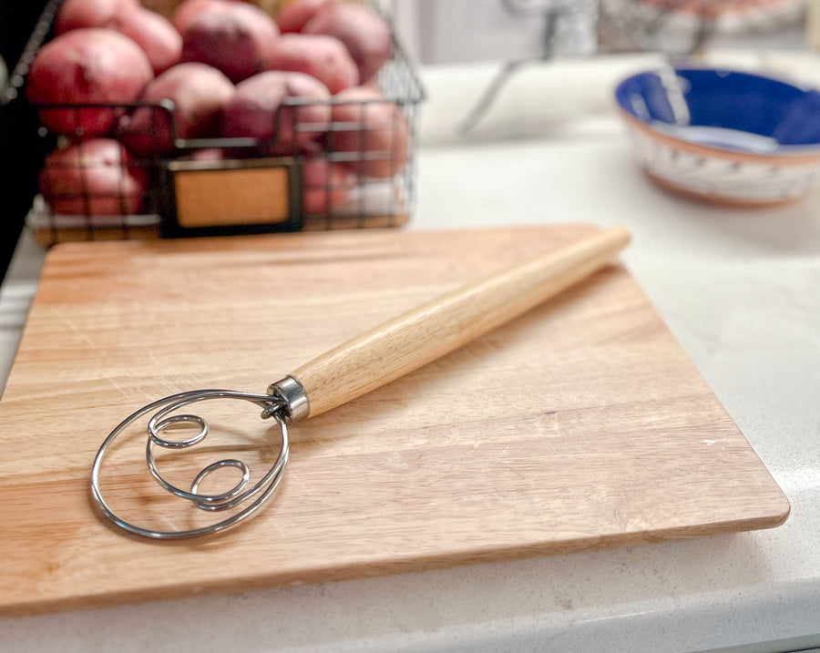 Wooden Handle Dough Whisk