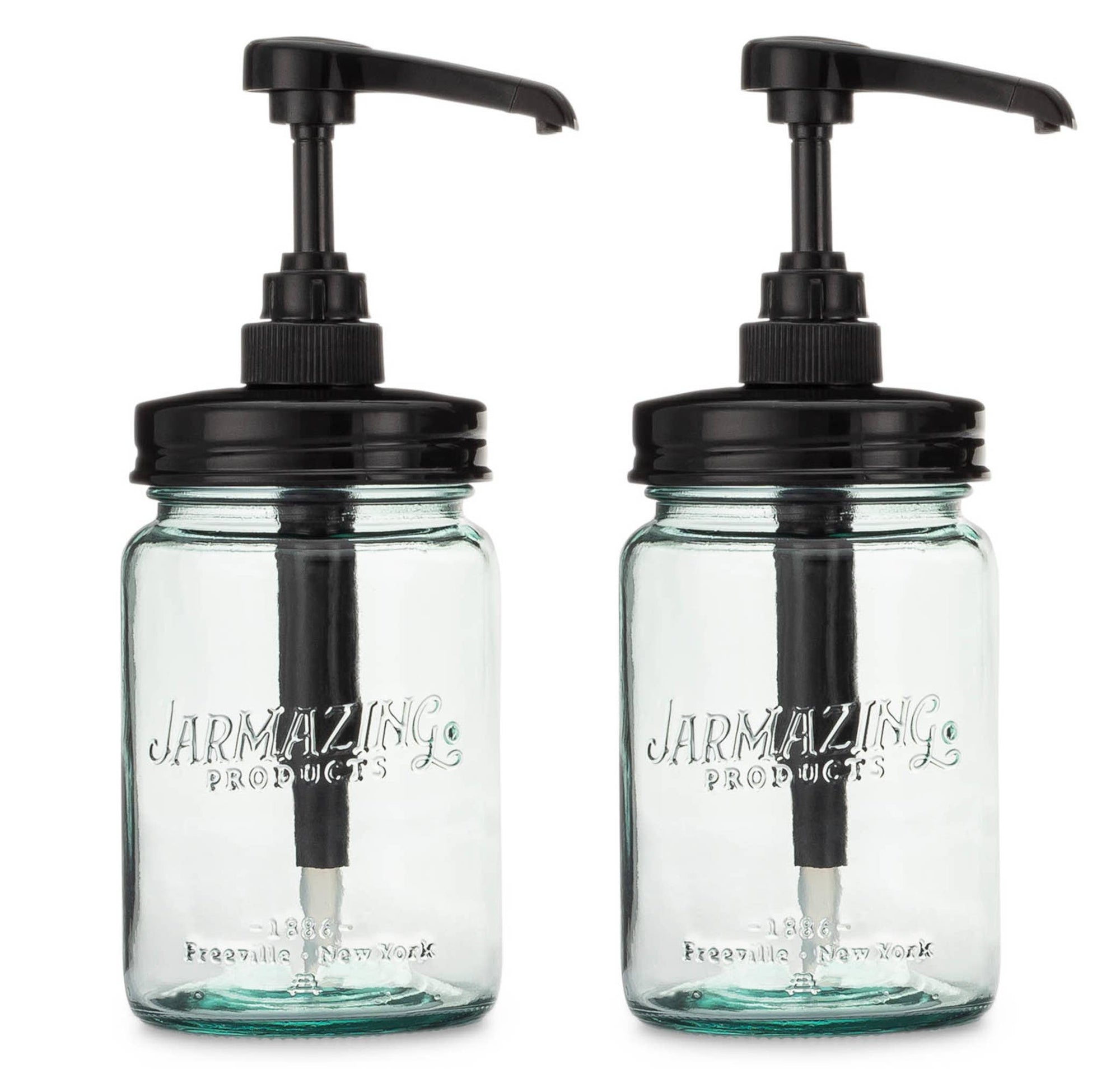 Blue Glass Mason Jar Syrup Dispenser 2 Pack