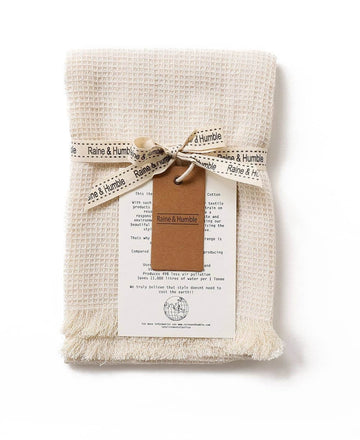 Recycled Cotton Tea Towel with Fringe - Natural
