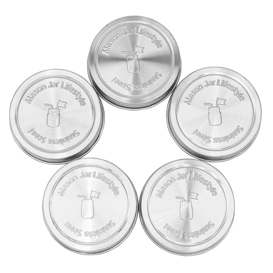 Stainless Steel Mason Jar Storage Lids w/Silicone Insert