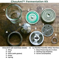 Stainless Steel Fermentation Kit with 1 Quart Le Parfait Glass Jar