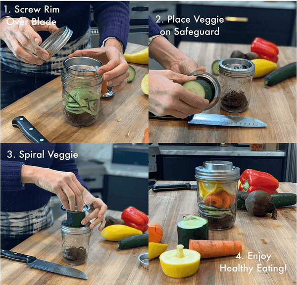 Microplane Mason Jar Top Spiralizer: Create Veggie Noodles, Zoodles & More  with Wide-Mouth Canning Jars - Easy-to-Use Kitchen Gadget